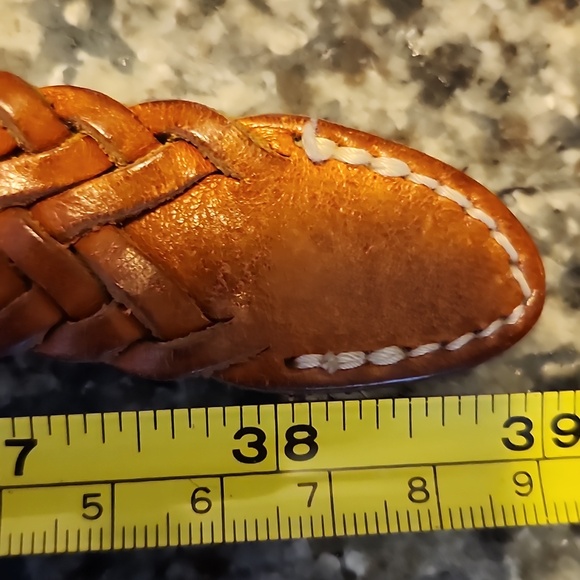 ECHO Made In Turkey Brown Leather Braided Belt - Picture 9 of 16